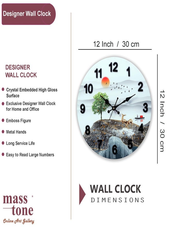 Masstone Analog Crystal Embeded Without Glass Wall Clock for Home | Wooden | Home Stylish for Living Room | Bedroom | Decorative Clock 12 inch | 30x30 CM (White) - Image 2